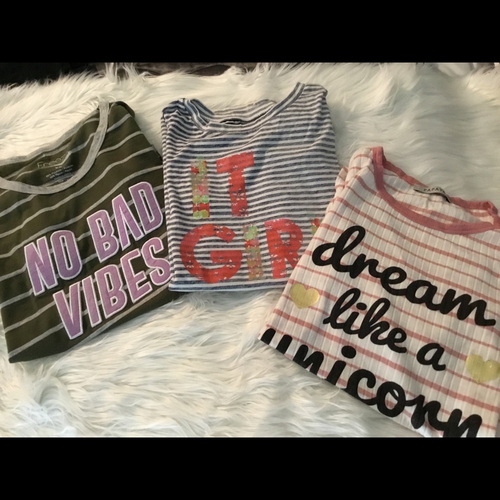 Lot of girls short sleeve textured shirts 14